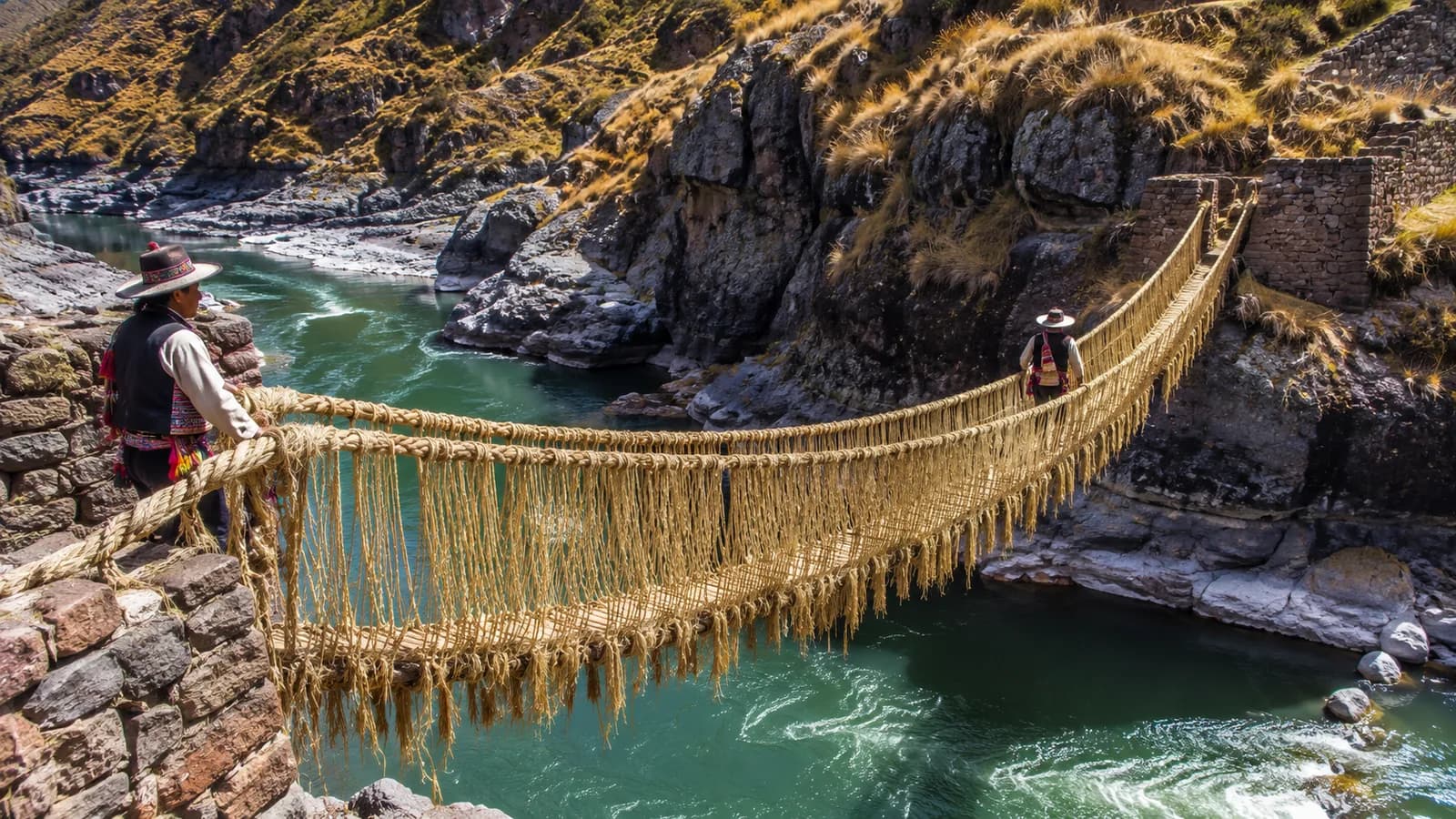 Queshuachaca: El Último Puente Inca de Ichu Tejido a Mano